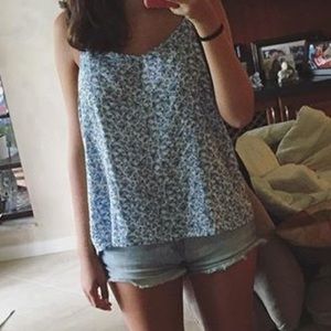 Blue Floral Tank Top